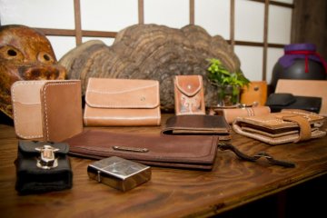 Handmade leather goods are Mr. Noguchi's latest hobby