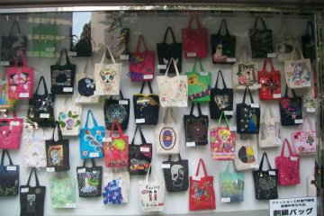 <p>A display of student works at Bunka Gakuen</p>
