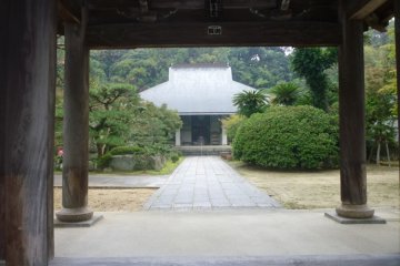 The graceful main prayer hall of Shitennouji Temple.