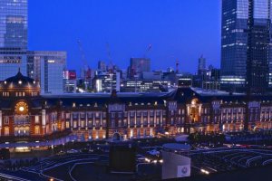 Panoramic view of the Tokyo Station from Marunouchi Building 7th floor