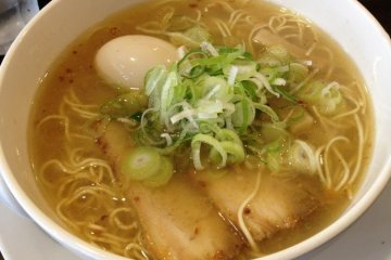 Shio ramen with egg and spring onion