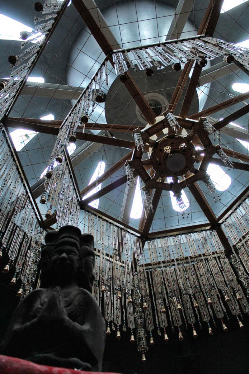The cathedral-like roof of the mandala