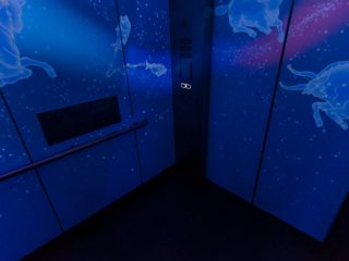 The elevator to the observatory hosts some interesting art