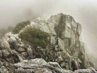 Despite the heavy mist and thick fog however, many of these mountains rocky features are still very prominent