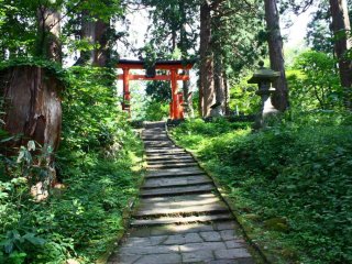 A red torii signals that you're nearly at the top - a welcome relief after all those steps!
