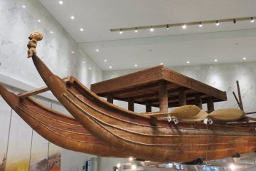 This Double-hulled Canoe from Tahiti was built in 1974 as a way to remember the lost art of shipbuilding