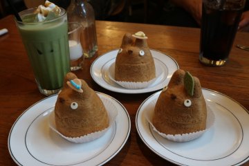 The Totoro Cream Puffs come in three different flavours: chocolate, custard and caramel banana 
