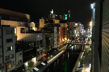 View from the 5th floor guest room of Dotonbori at midnight