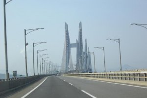 a view driving over the bridge