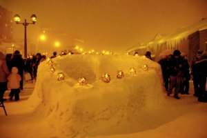 北海道小樽夜雪