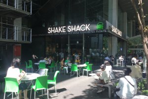 Shake Shack in the middle of the Tokyo International Forum buildings.