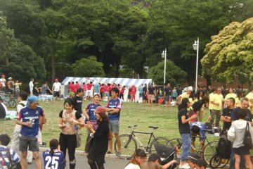 Teams gathered across Yamashita Park