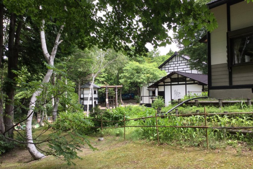 Interactive grounds of the Togakushi Folk Museum. One of the buildings is the Ninja Trick Mansion