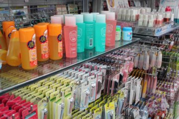 A sampling of the countless cosmetics products available for purchase.