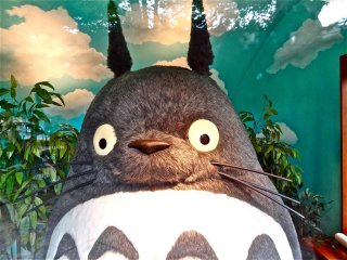 I spy, Totoro! The cuddly creature welcomes you from behind the booth at the main entrance