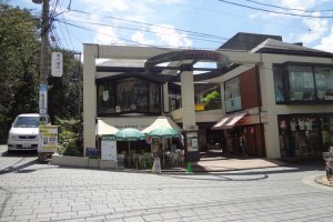 Slow Cafe in the Motomachi shopping area.  The famous Foreigners' Cemetery is just up the slope to the left.