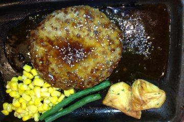 <p>Seasoned hamburger plate with savory sauce and vegetables</p>