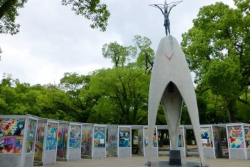 The Children's Peace Monument stands tall in Peace Park
