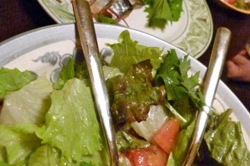 Green salad and smoked Saba fish