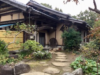 View from the outside. The restaurant feels like someone's country home at the foot of Mt. Tsukuba. 