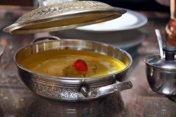 Cheese kofta in a beautiful silver bowl