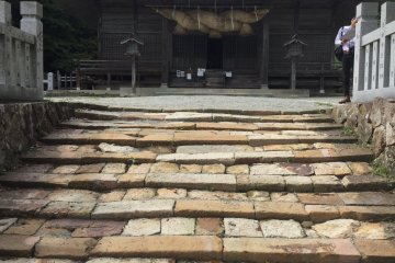 The steps are intentionally designed to accommodate galloping horses.