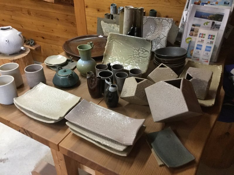 Pottery, plates and other items that you can learn to make or buy ready made.