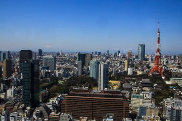 On a very clear day, Mt. Fuji shines in the distance. This is also a prime location to view the nearby Tokyo Tower.