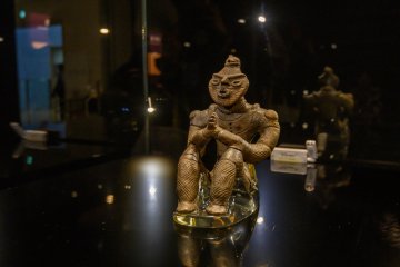 An ancient intact figurine on display at the Korekawa Jomon Museum 