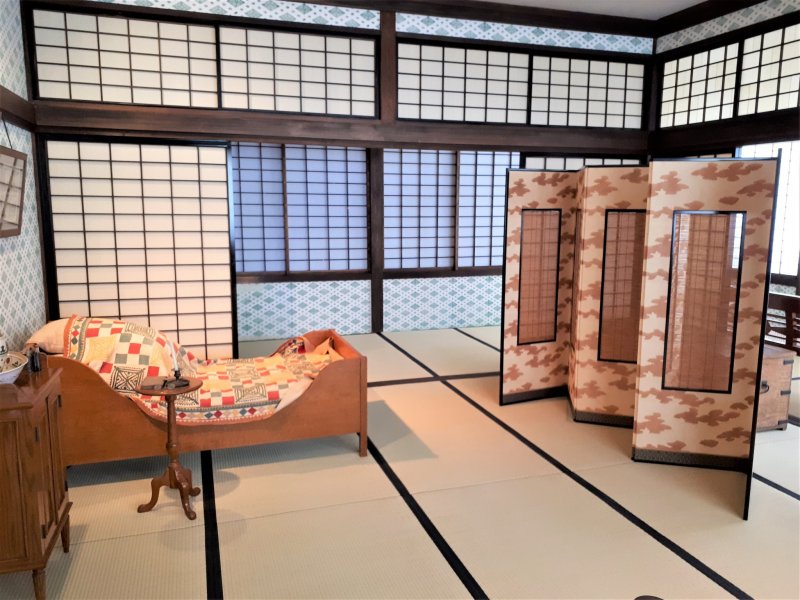 One of the many spacious Japanese-styled rooms laced with European touches.