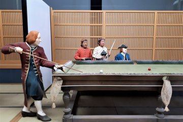 A display of billiards, introduced into Japan via the Dutch in 1794 