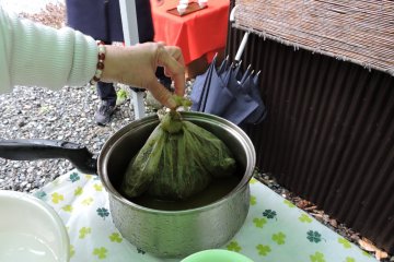 Making natural dye with green tea
