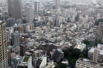 Masses of Tokyo buildings