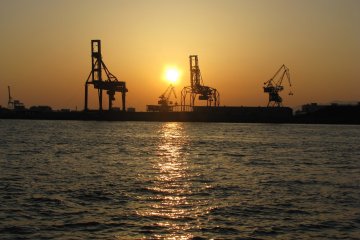 Beautiful sunset in Osaka port