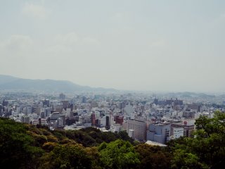 The top of the mountain offers an outstanding view of Matsuyama.