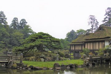 Rinchikaku pavilion amid the garden scenery