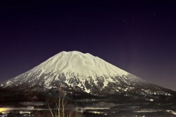 Mt Yotei on a rare, clear winter night as seen from the Hirafu Welcome Center