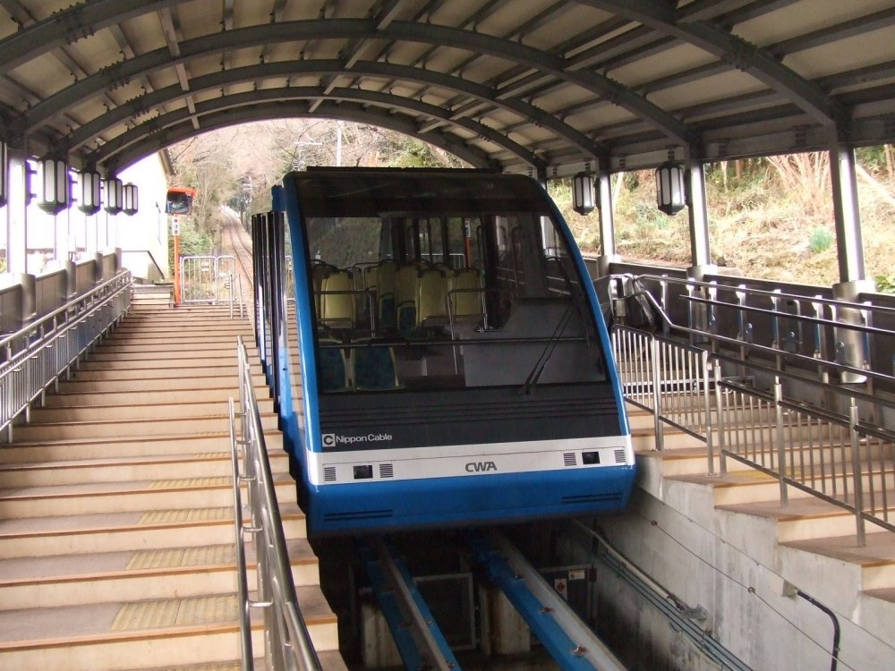 The cable car takes you easily up or down the mountain