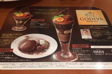 The Godiva dessert menu