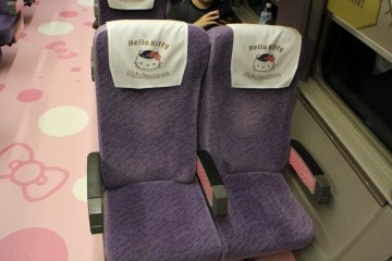 Seats on the Hello Kitty Shinkansen