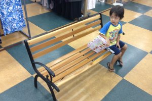 Bored little ones that have been brought along for the trip can pass time by sitting on one of the many benches throughout the store