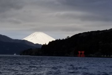 We had to go back the next day to take this picture. Mount Fuji was hiding the previous day
