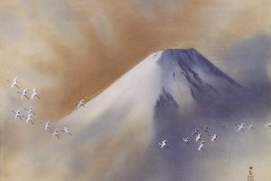 "Snowy Peak with Cranes" by Yokoyama Taikan