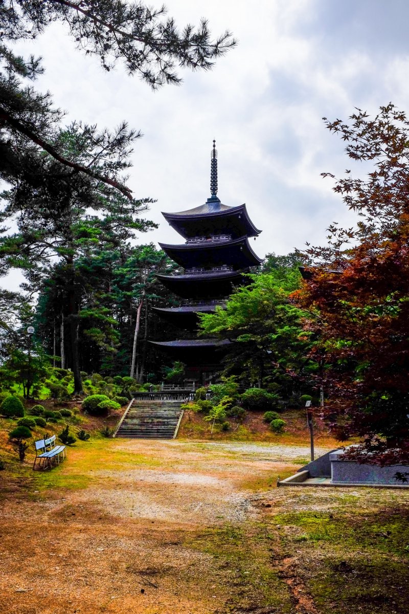 The 5 story pagoda is the centrepiece of the hillside temple grounds