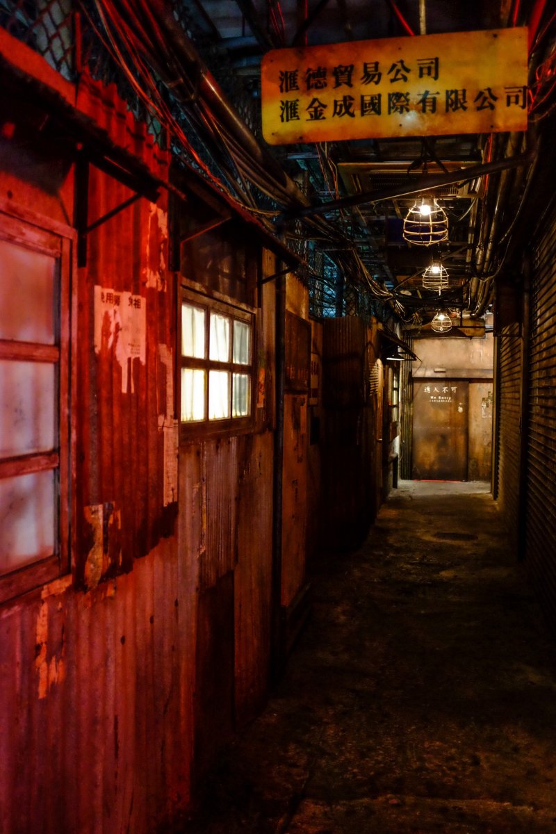 You’re immediately immersed in a dark and dingy alleyway constructed with the look and feel of the original Kowloon Walled City