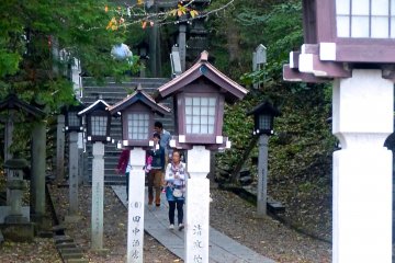 Lanterns alongside the path to the shrine
