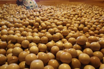 The incredible "wooden sandbox" has around 20,000 wooden balls from Hokkaido