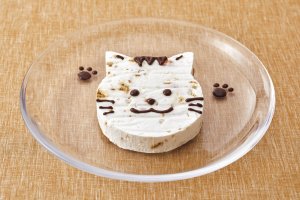 The cat-shaped ice cream cake looks extremely adorable