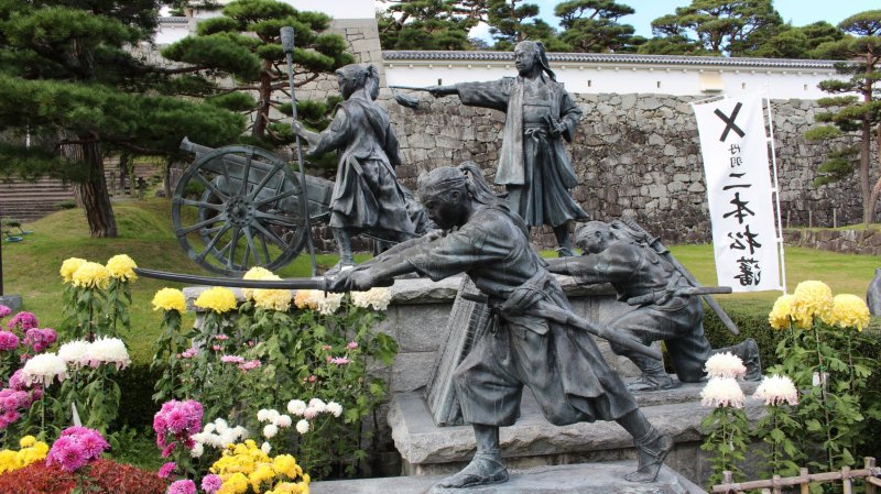 A statue symbolizing the boys which fought in the Boshin War (1868-1869)
