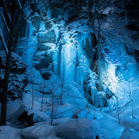 A Night With Oirase Gorge's Frozen Waterfall Illumination